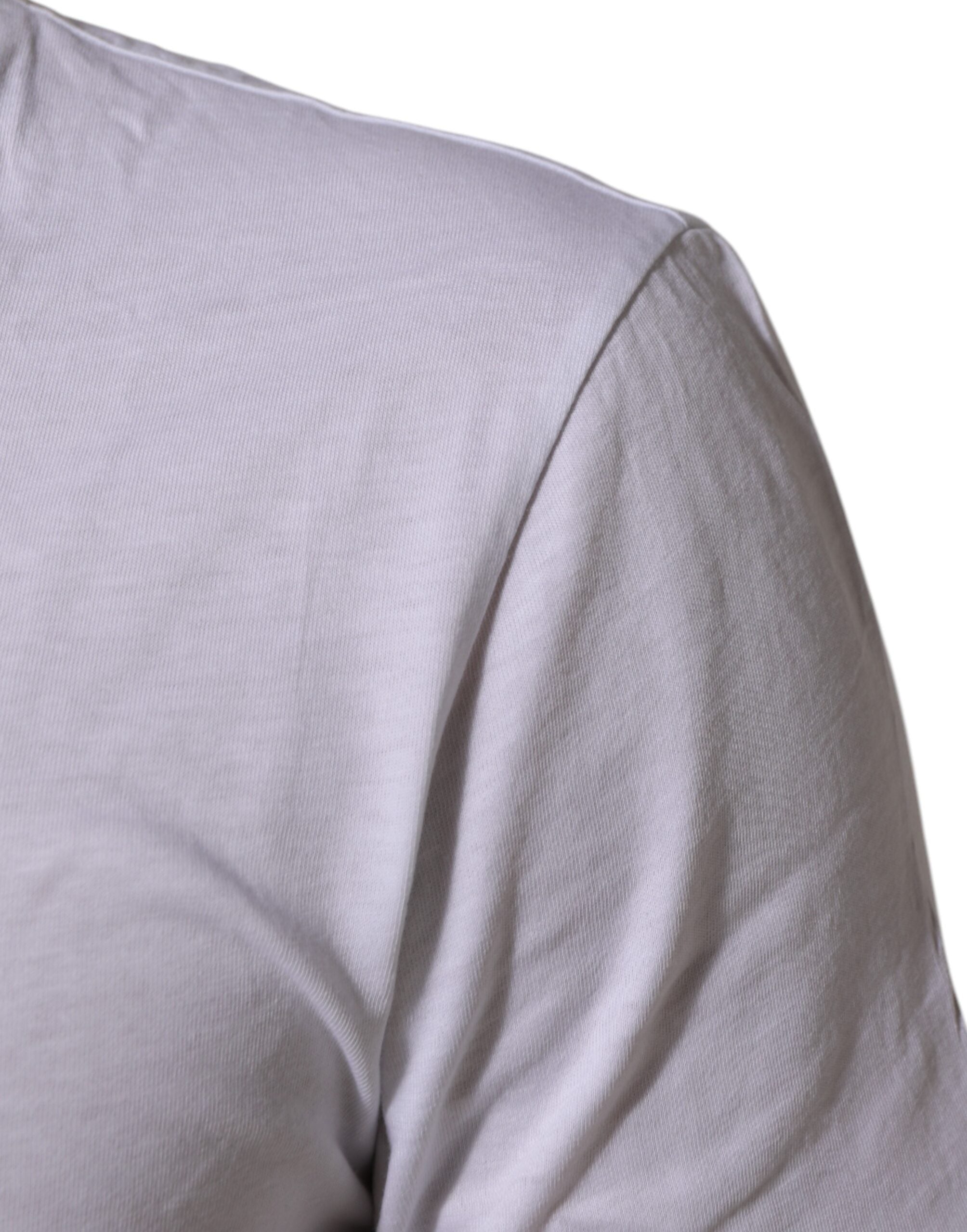 T-shirt blanc en coton Dolce & Gabbana avec logo imprimé, col rond, style décontracté et élégant.
