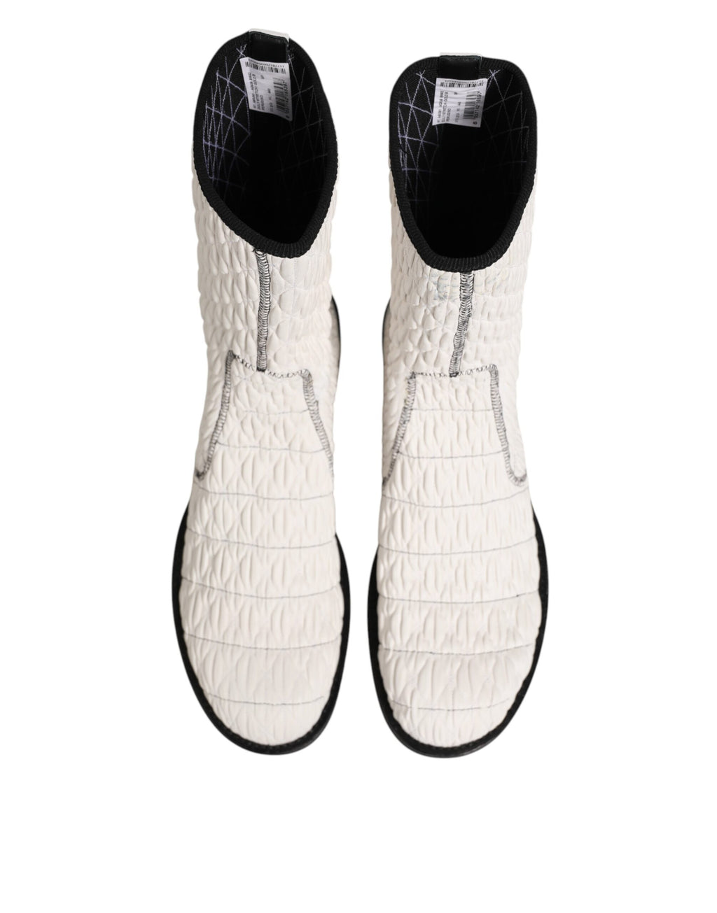 Bottes en cuir d'agneau blanc mi-mollet de Dolce & Gabbana, chaussures élégantes et sophistiquées pour femme.