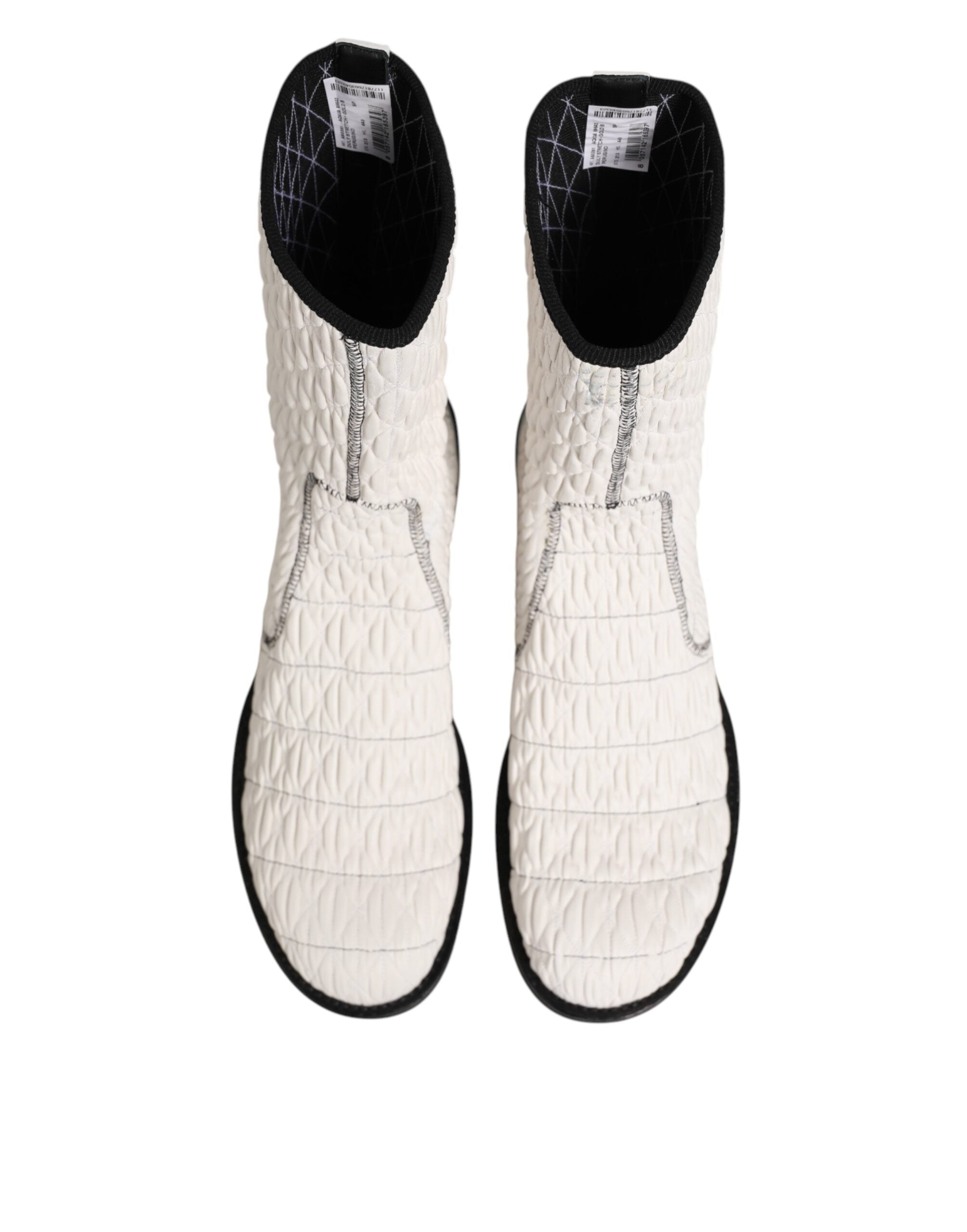 Bottes en cuir d'agneau blanc mi-mollet de Dolce & Gabbana, chaussures élégantes et sophistiquées pour femme.