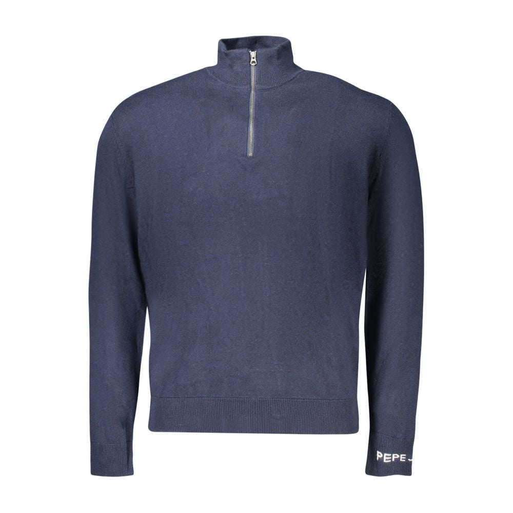 Pull-over pour homme Pepe Jeans en coton bleu, sweater ample avec col rond et manches longues.