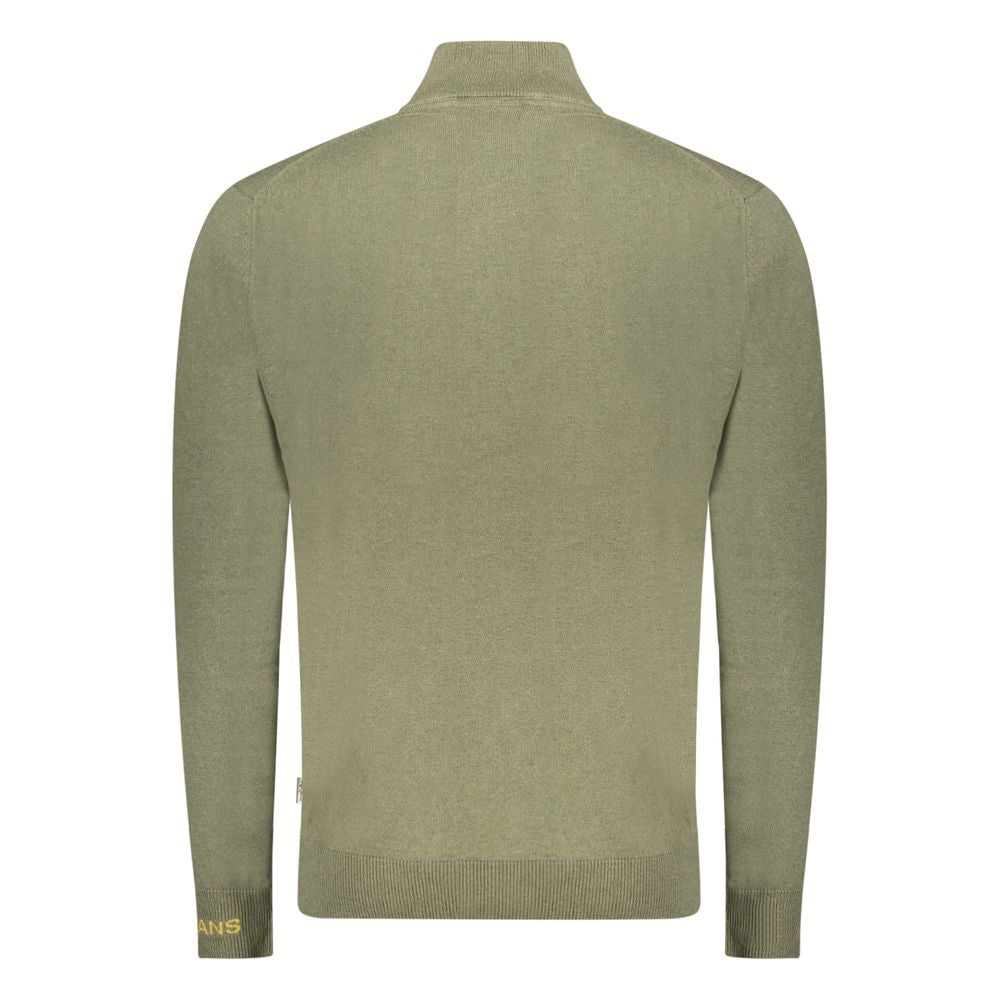 Pull homme en coton vert Pepe Jeans, pull-over décontracté avec col rond et manches longues, texture douce visible.