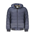 Veste en polyamide bleue Pepe Jeans pour hommes, coupe moderne avec fermeture éclair et col montant.