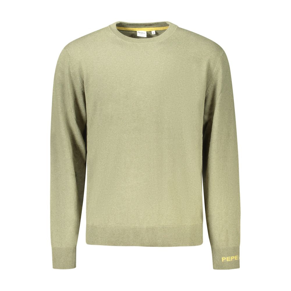 Pull homme en coton vert de Pepe Jeans, pull-over décontracté avec col rond et logo discret, pour un style casual.