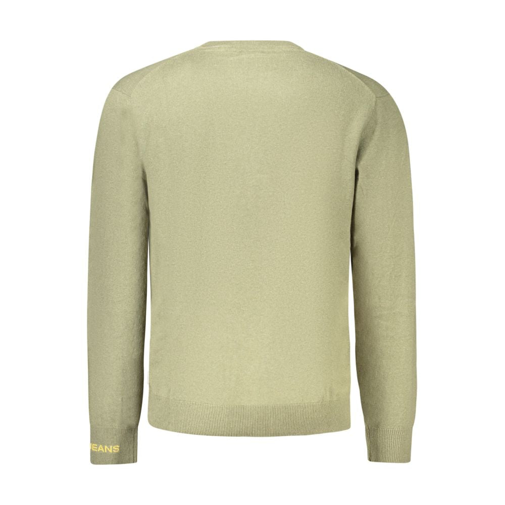 Pull en coton vert pour homme de la marque Pepe Jeans, avec col rond et style décontracté visible sur l'image.