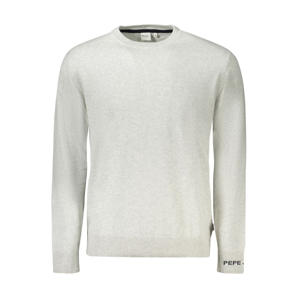 Pull homme en coton gris de Pepe Jeans, sweat-shirt confortable avec col rond et logo discret, idéal pour le style décontracté.