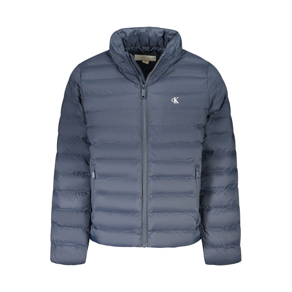 Veste homme Calvin Klein Blu en polyamide, coupe classique avec col montant et poches frontales, tissu léger et résistant.