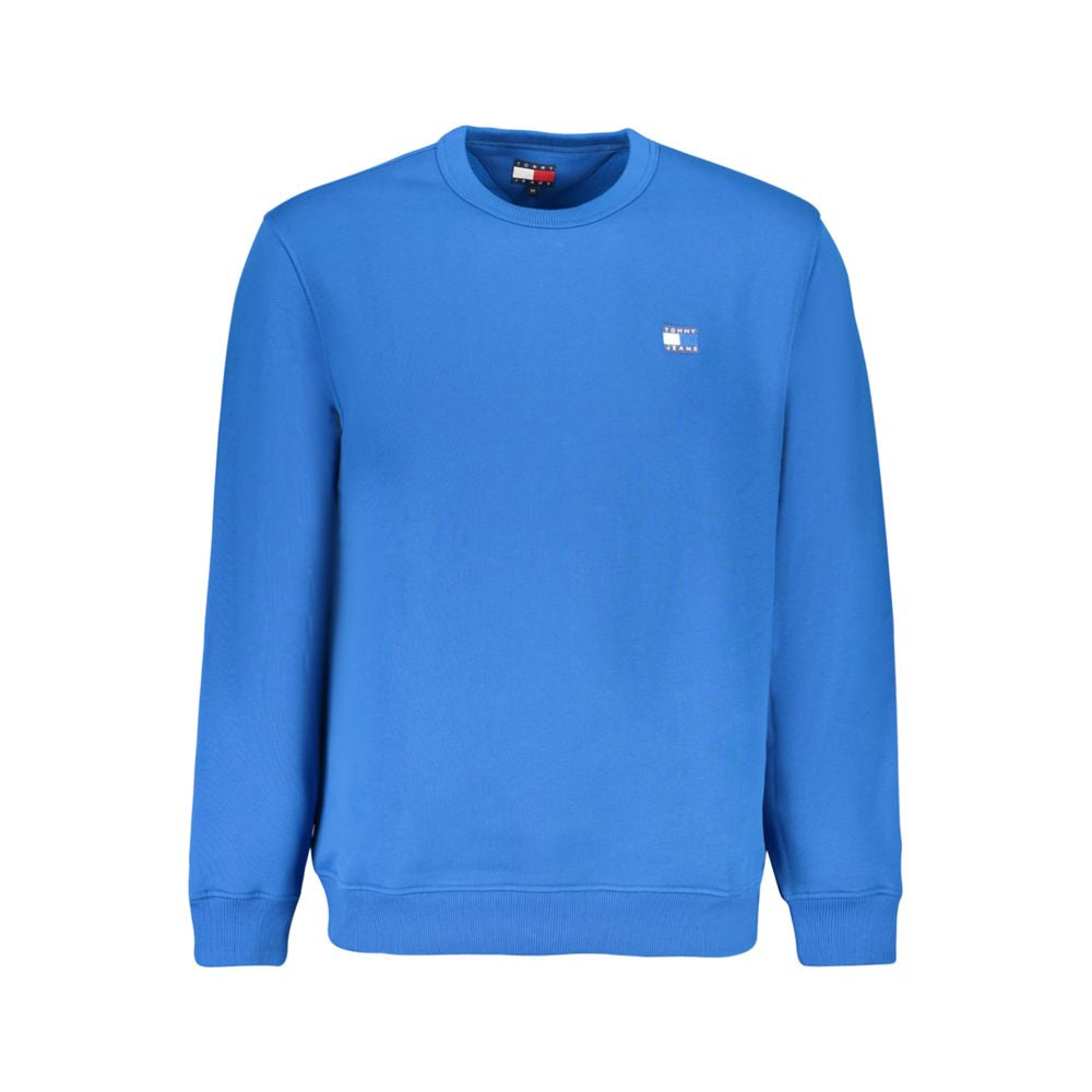 Sweatshirt en coton bleu pour homme de la marque Tommy Hilfiger, coupe classique et logo visible sur la poitrine.