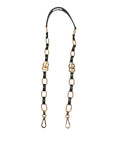 Sangle d'épaule en cuir noir avec chaîne en or pour sac Dolce & Gabbana, accessoire élégant et sophistiqué.