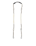 Sangle d'épaule en cuir noir de Dolce & Gabbana avec chaîne de perles pour sac à main.