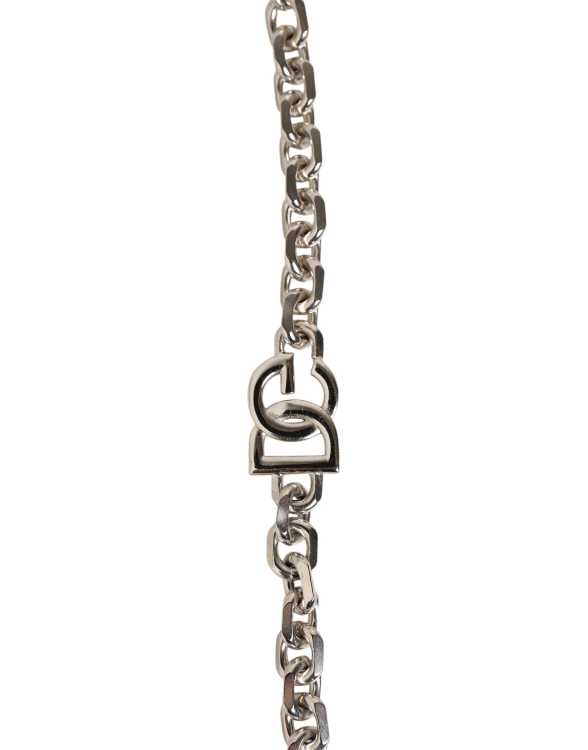Sangle d'épaule en cuir noir Dolce & Gabbana avec chaîne de perles pour sac à main.