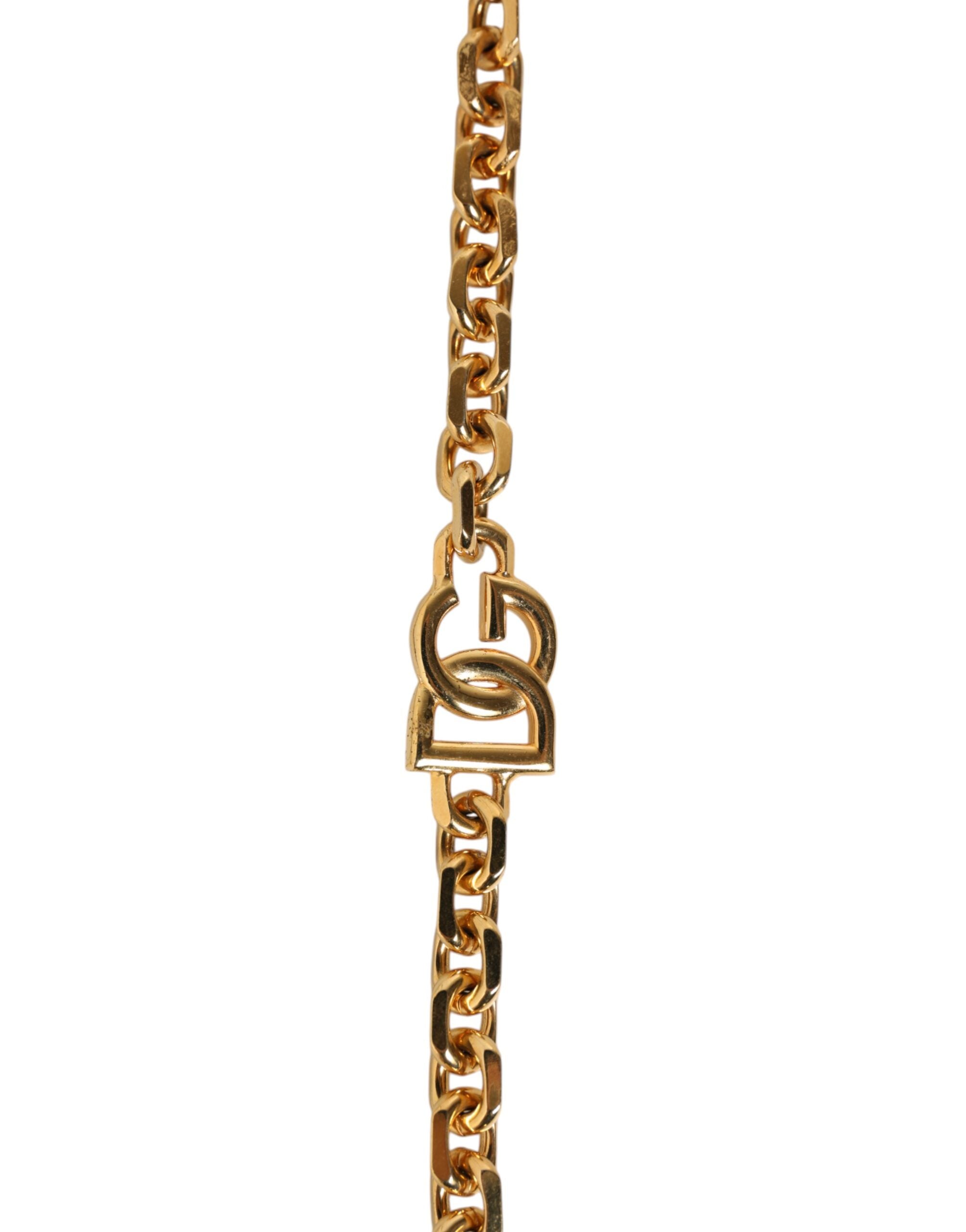 Sangle d'épaule en cuir noir avec chaîne en or pour sac Dolce & Gabbana, accessoire élégant pour sac à main.