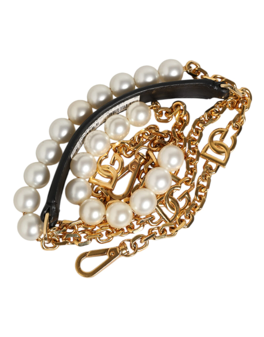 Sangle d'épaule en cuir noir avec chaîne dorée pour sac Dolce & Gabbana, accessoire élégant et sophistiqué