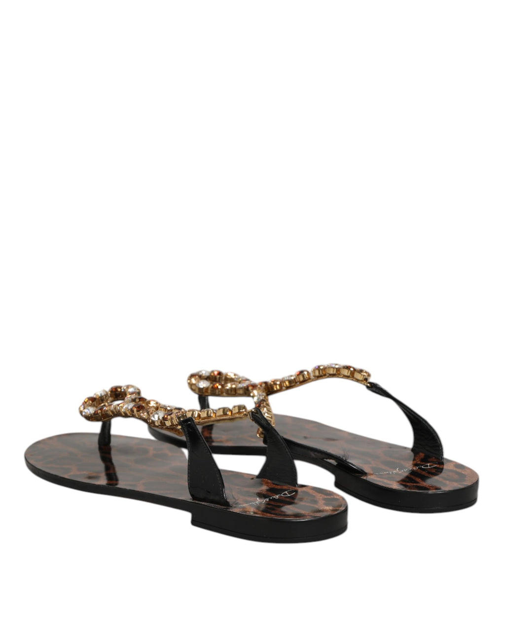 Sandales plates noires Dolce & Gabbana avec cristaux, chaussures de plage élégantes et confortables pour femme.