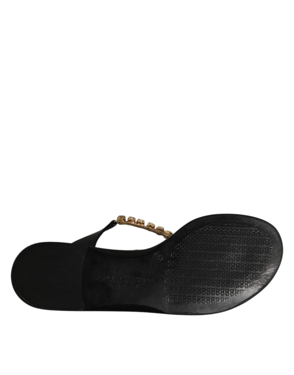 Sandales plates Dolce & Gabbana noires avec cristaux, chaussures d'été élégantes pour la plage et le confort.