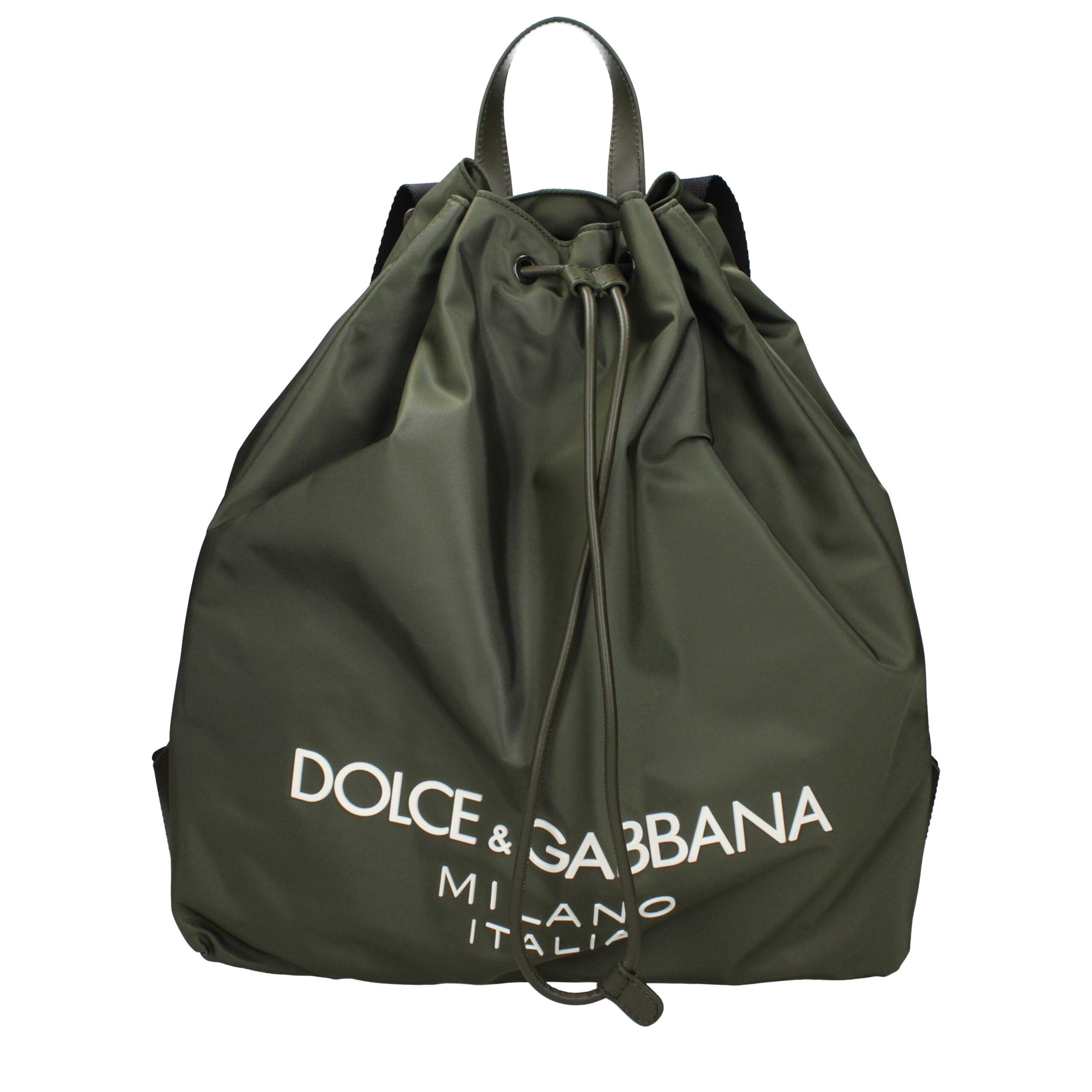 Sac à dos en nylon vert Dolce & Gabbana, mode élégante avec logo de la marque, porté ou posé, détails visibles.