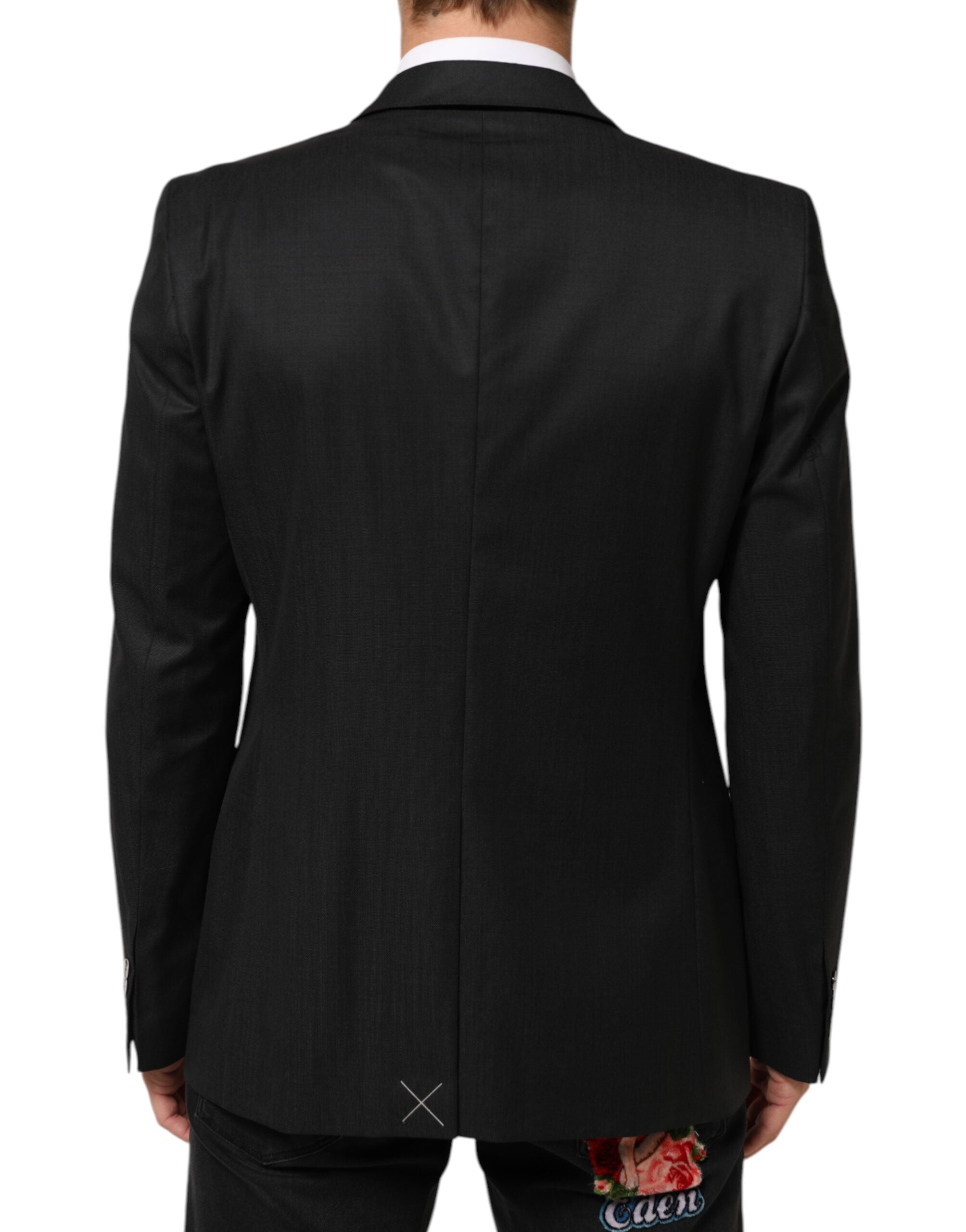 Manteau pour homme Dolce & Gabbana noir à une seule rangée de boutons, blazer Martini en tissu élégant.