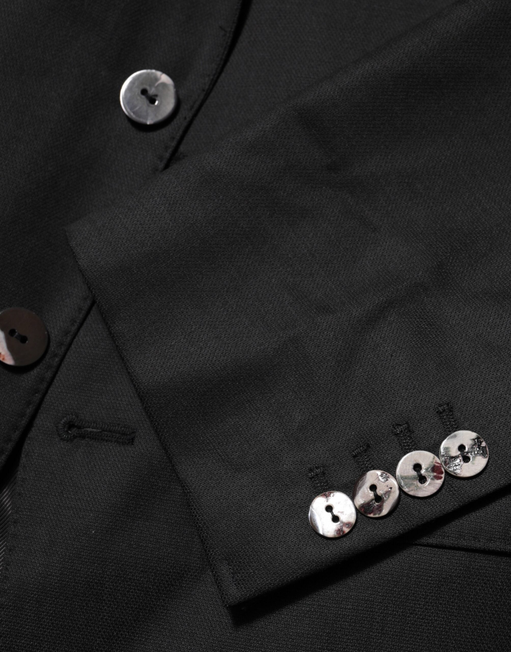 Manteau pour homme Dolce & Gabbana noir, blazer Martini à un seul bouton, coupe élégante et classique.