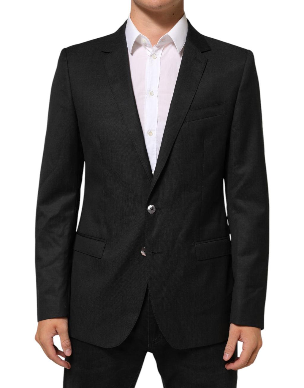 Manteau pour homme Dolce & Gabbana Martini blazer noir à un seul boutonnage, style élégant et moderne.