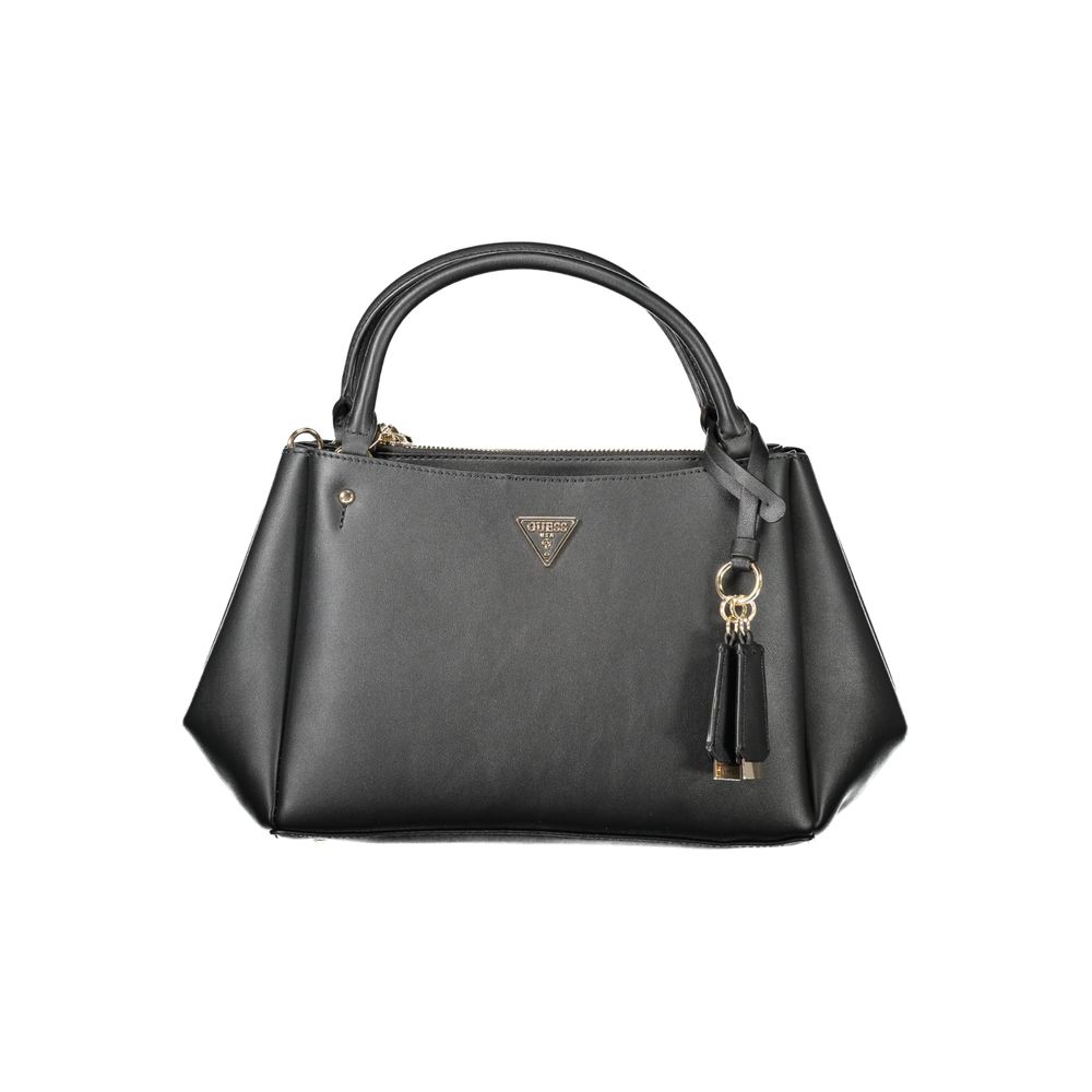 Sac à main Guess Jeans noir en polyuréthane pour femmes, style élégant et moderne.