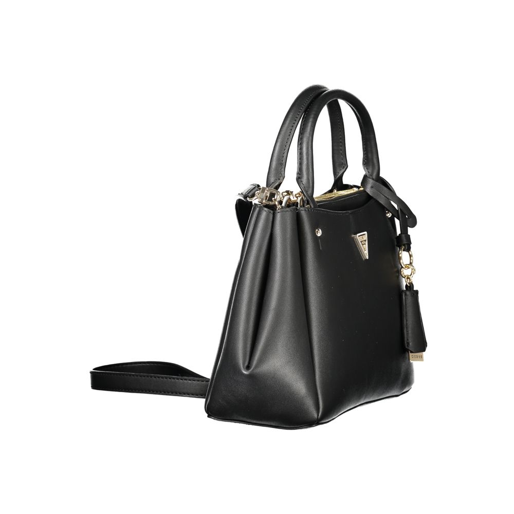 Sac à main noir Guess Jeans en polyuréthane pour femmes, avec design élégant et détails modernes.