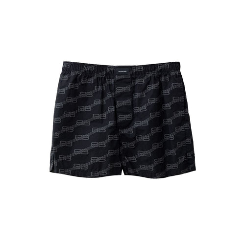 Shorts bermuda en coton noir de Balenciaga, style décontracté avec coupe tendance, visibles avec détails de couture.