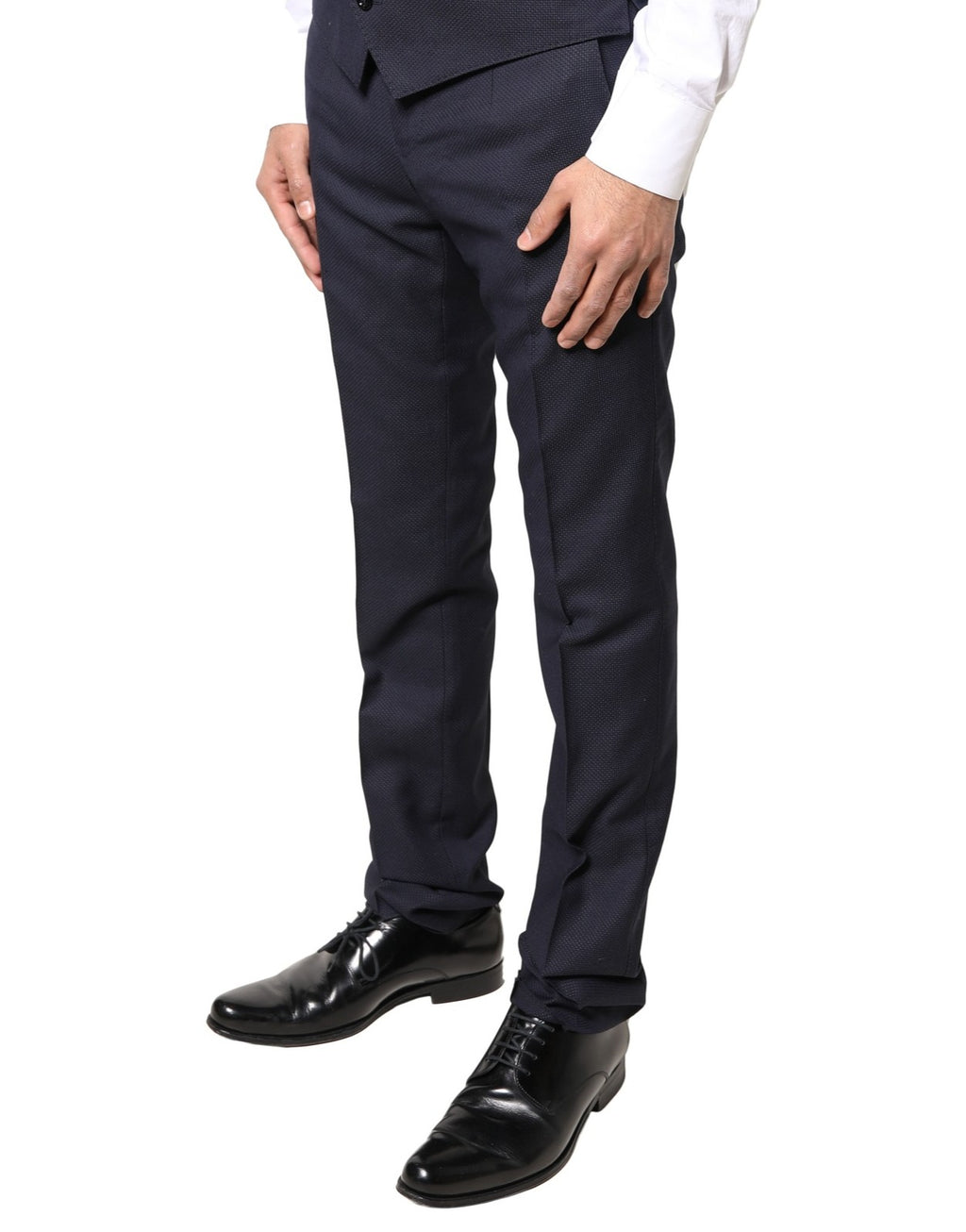 Pantalon homme Dolce & Gabbana en laine grise, costume formel élégant avec coupe classique.