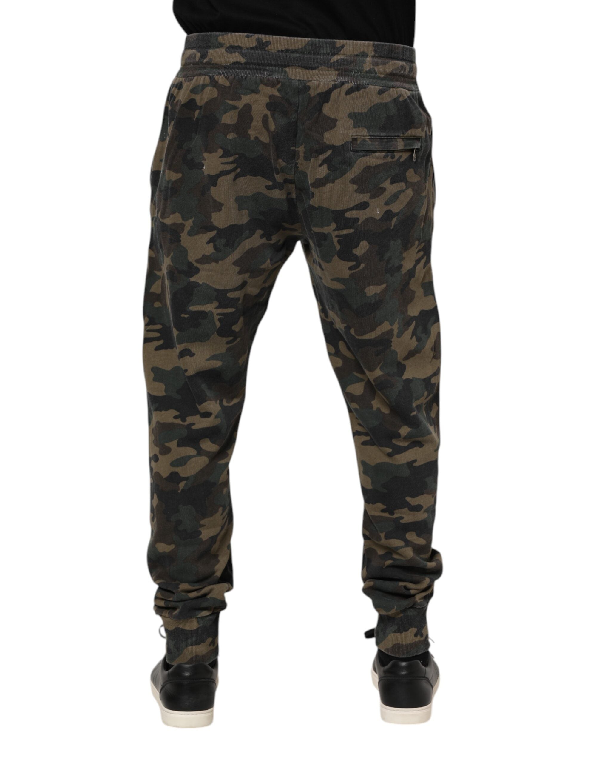 Pantalons jogger pour homme Dolce & Gabbana en coton camouflage multicolore, décontractés et confortables.