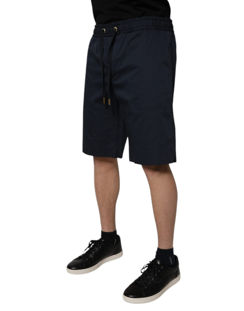 Shorts bermuda en coton stretch bleu marine de Dolce & Gabbana pour homme, vue de face.