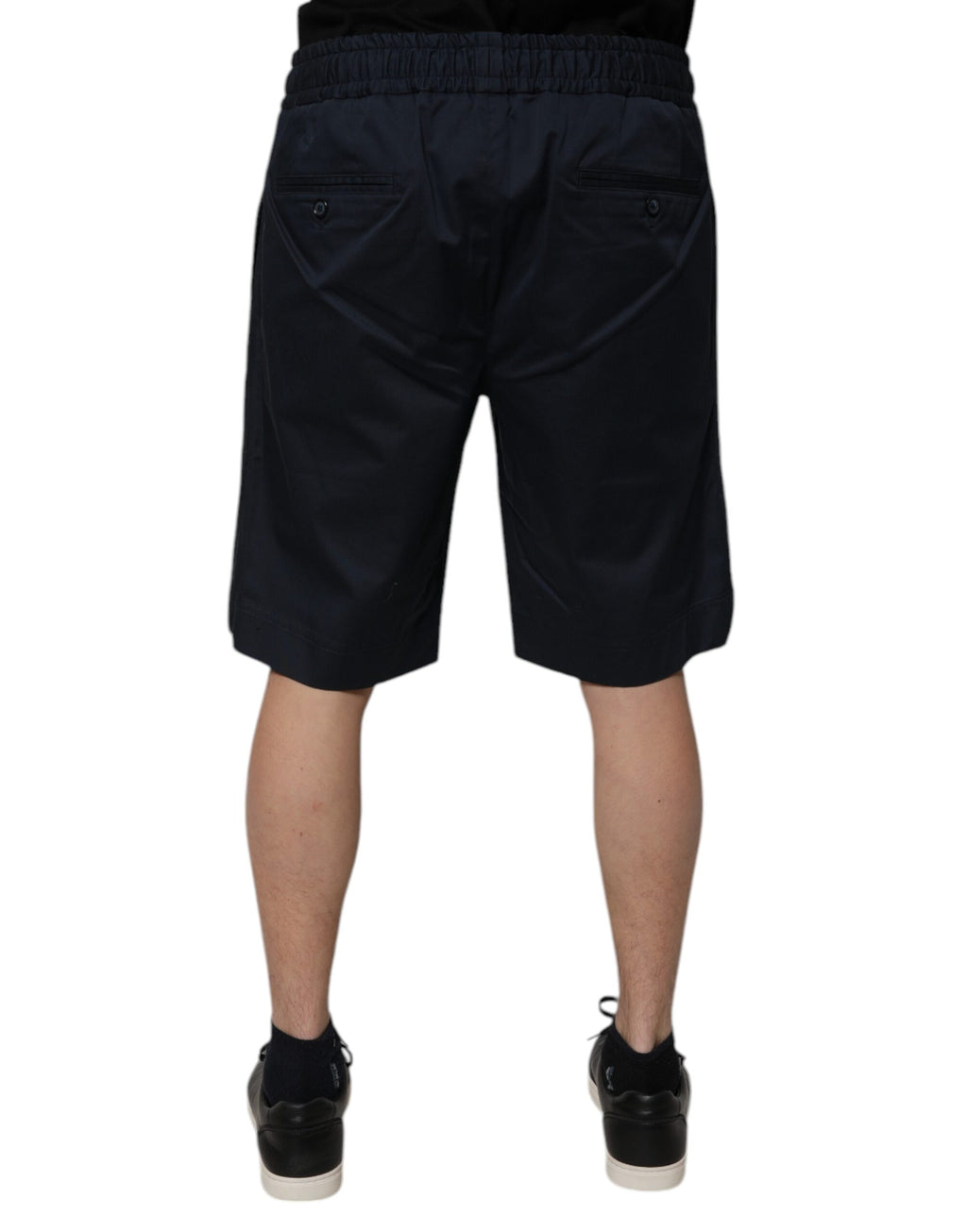 Shorts bermuda en coton stretch bleu marine de Dolce & Gabbana pour homme, style décontracté et élégant.