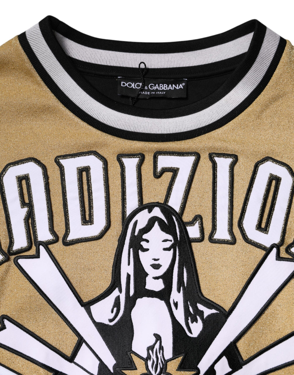 Sweatshirt Dolce & Gabbana Tradizione E Devotion multicolore avec motifs colorés et logo sur le devant.