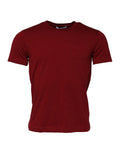 T-shirt rouge marron Dolce & Gabbana en coton à manches courtes et col ras du cou, vue de face.
