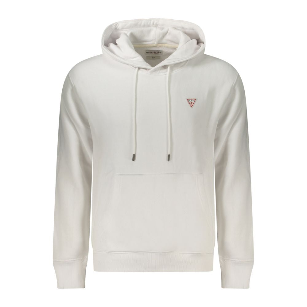 Sweatshirt blanc en coton bio pour homme de Guess Jeans, doux et confortable, avec logo Guess sur la poitrine.