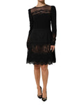 Robe fourreau noire Dolce & Gabbana en dentelle florale avec finition en dentelle, style élégant et féminin.