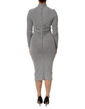 Robe longue en nylon gris Dolce & Gabbana, robe moulante à manches longues élégante et sophistiquée.