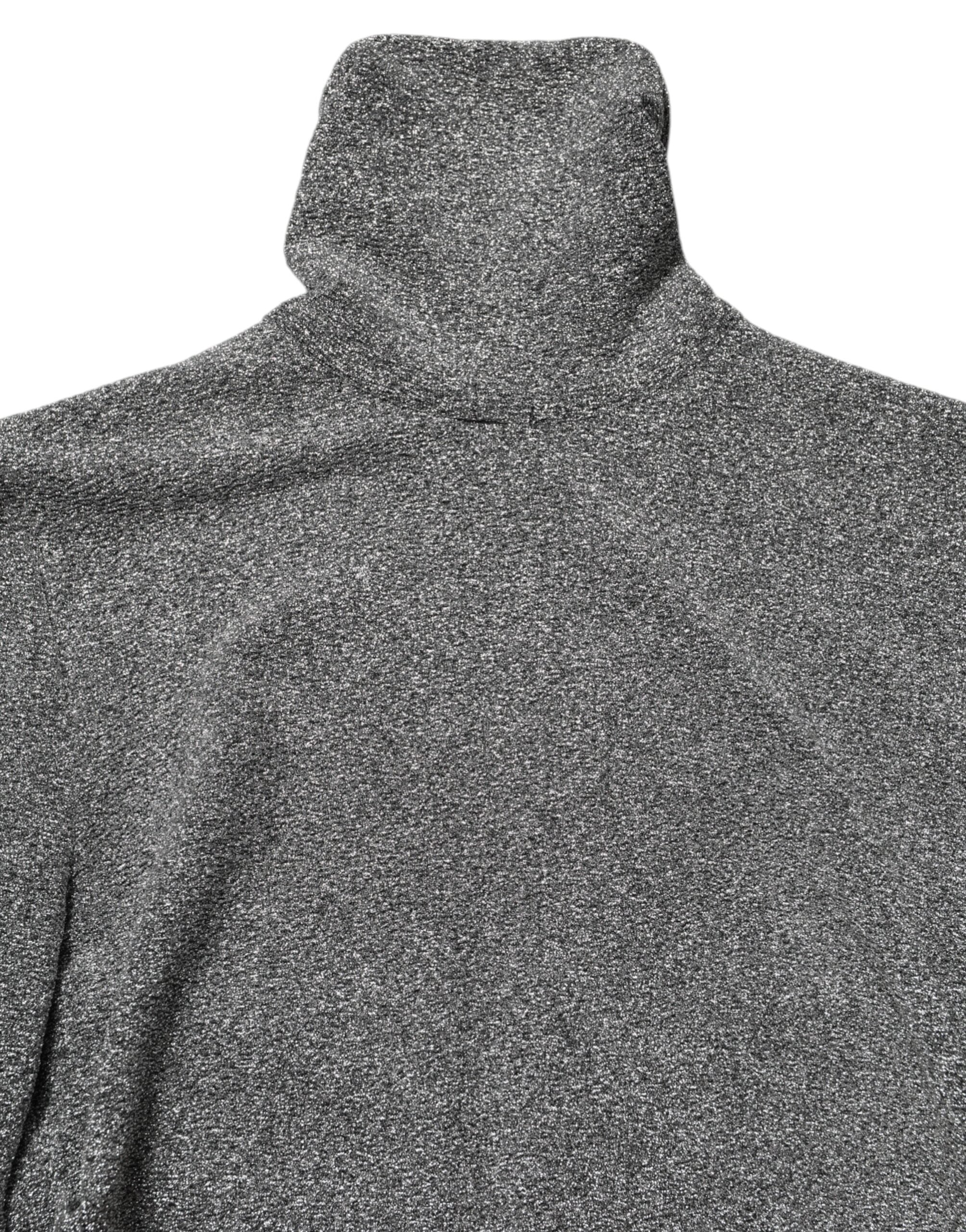 Robe fourreau en nylon gris à manches longues de Dolce & Gabbana, silhouette ajustée et élégante.