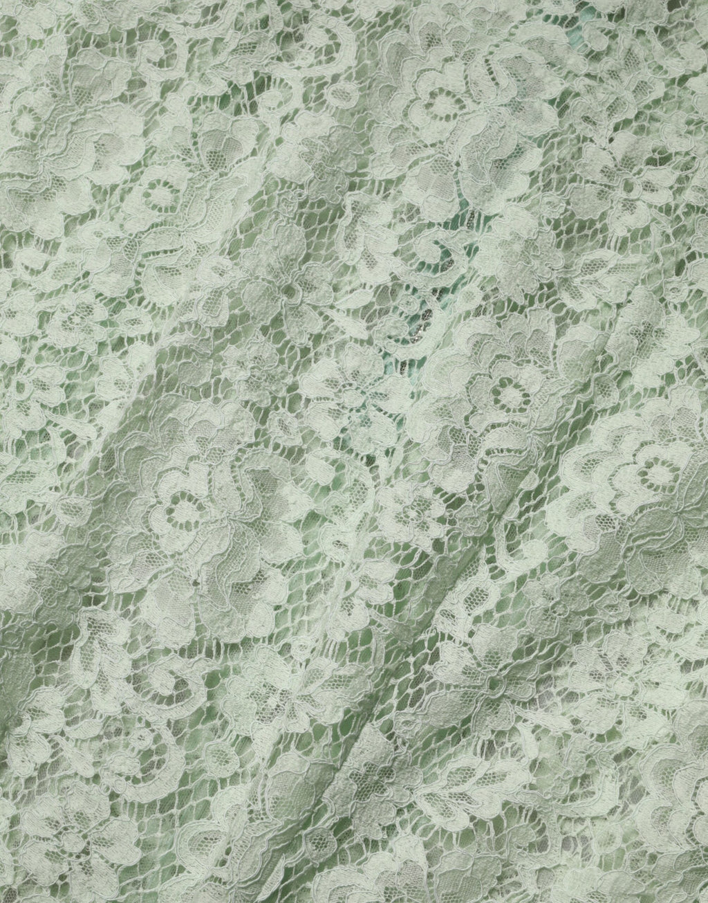 Robe midi en dentelle florale vert menthe de Dolce & Gabbana, avec ourlet en dentelle délicate et style élégant.