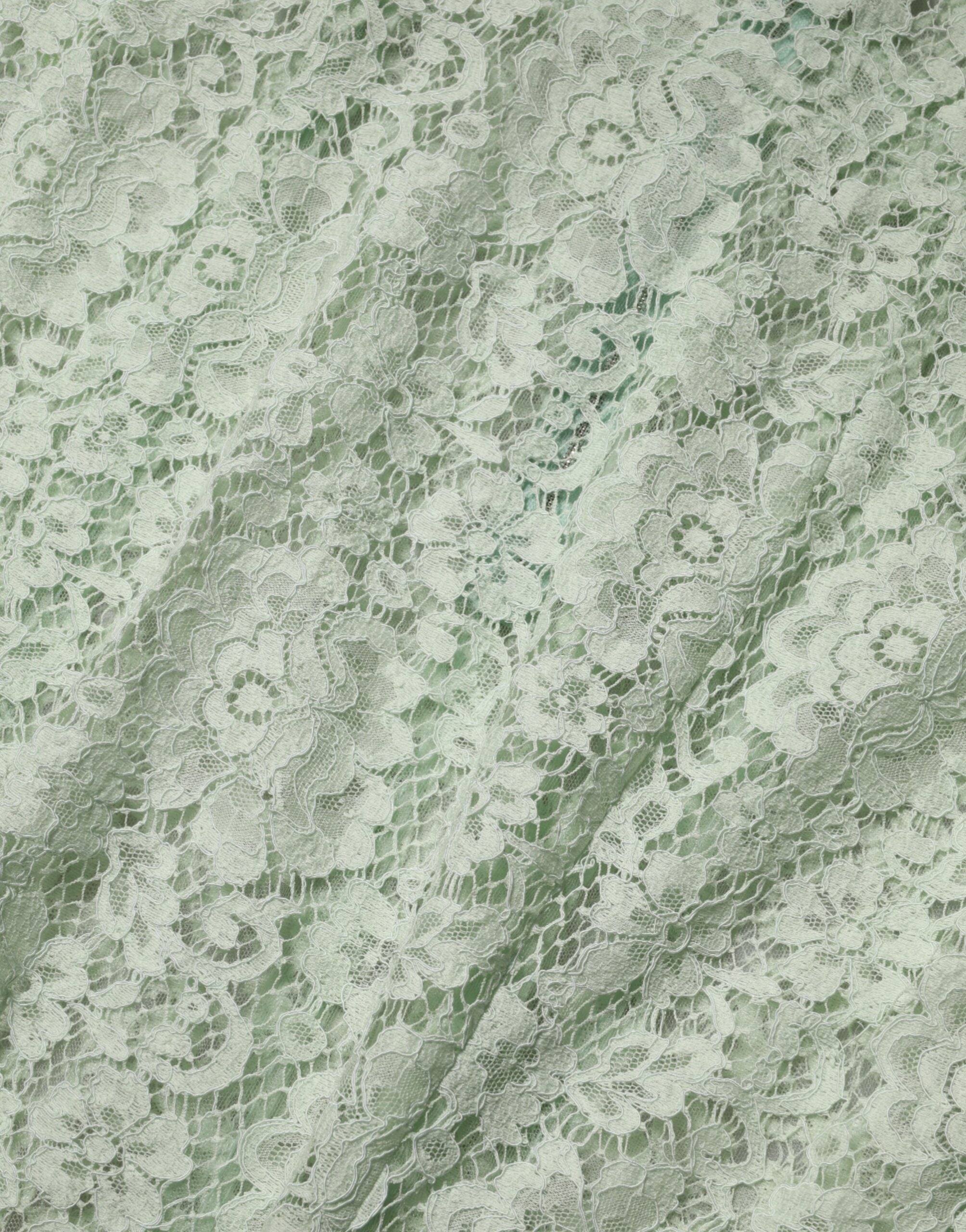 Robe midi en dentelle florale vert menthe de Dolce & Gabbana, avec ourlet en dentelle délicate et style élégant.