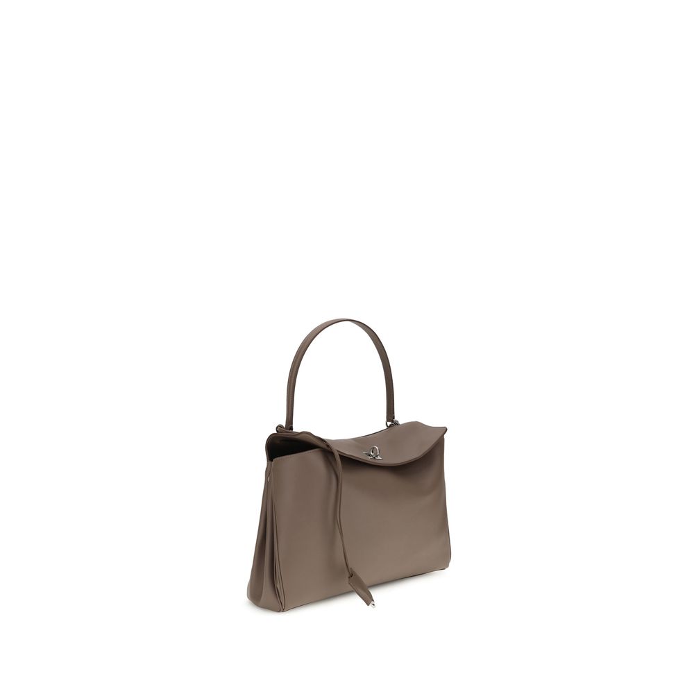 Sac à bandoulière Balenciaga en cuir de veau gris Bos Taurus, design élégant et sophistiqué, visible en détail sur l'image.