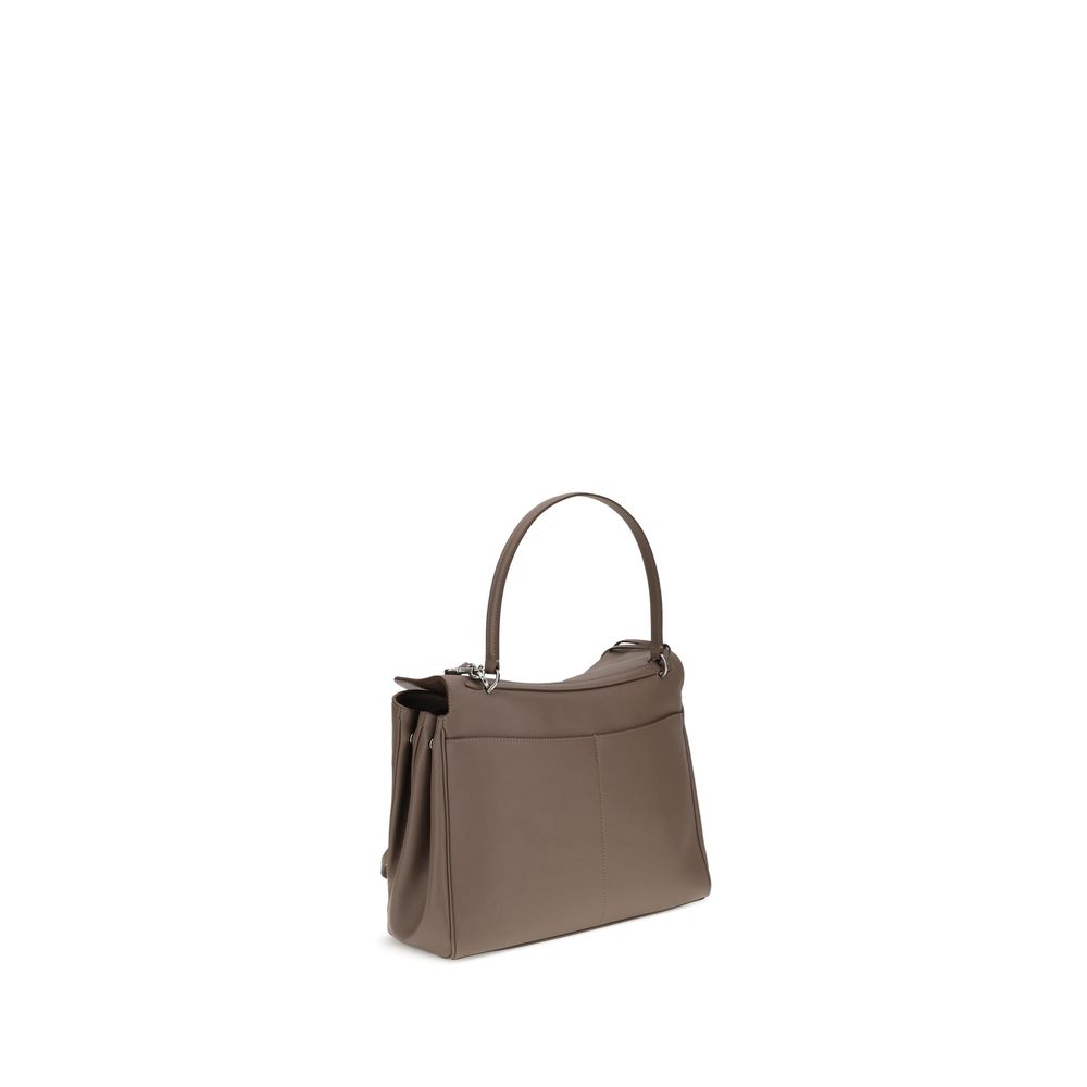 Sac à main Balenciaga Bos Taurus en cuir de veau gris, sac épaule élégant et sophistiqué, visible avec détails en cuir et finition soignée.