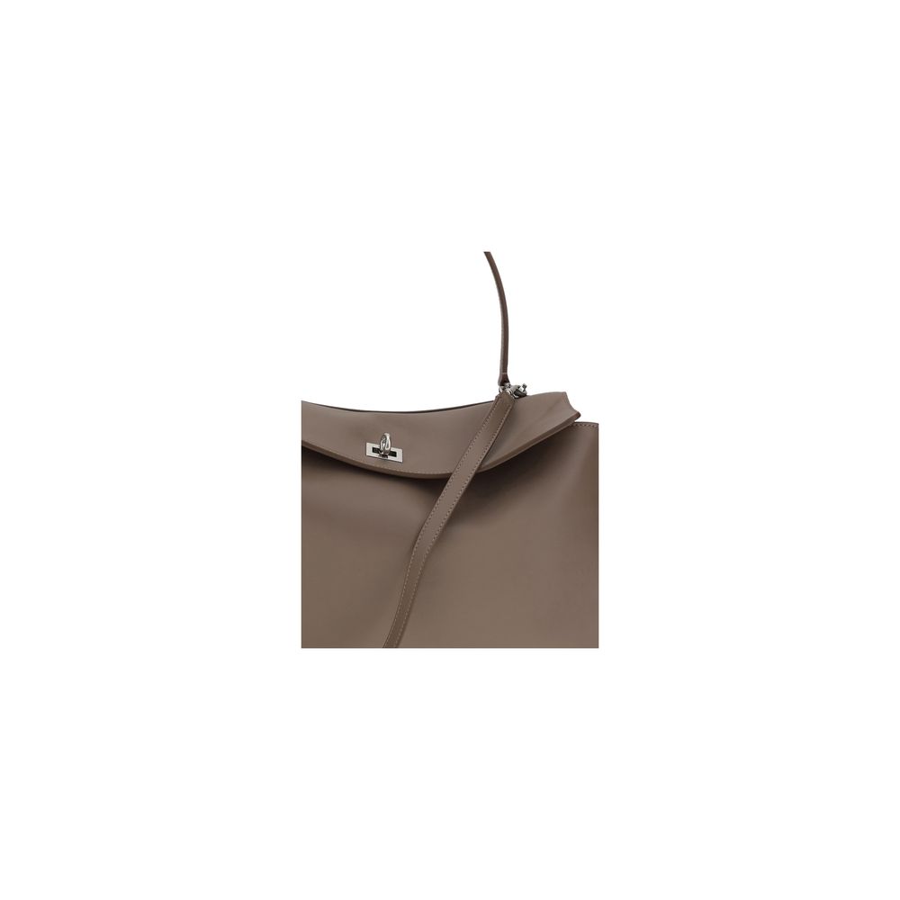 Sac à bandoulière Balenciaga Bos Taurus en cuir de veau gris, design élégant et moderne.