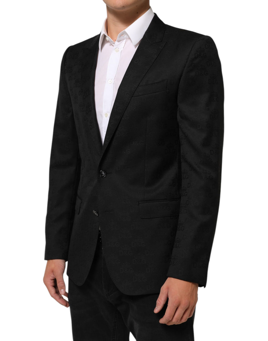Veste blazer noire Dolce & Gabbana Martini à deux boutons, élégante et ajustée, pour un style sophistiqué et moderne.