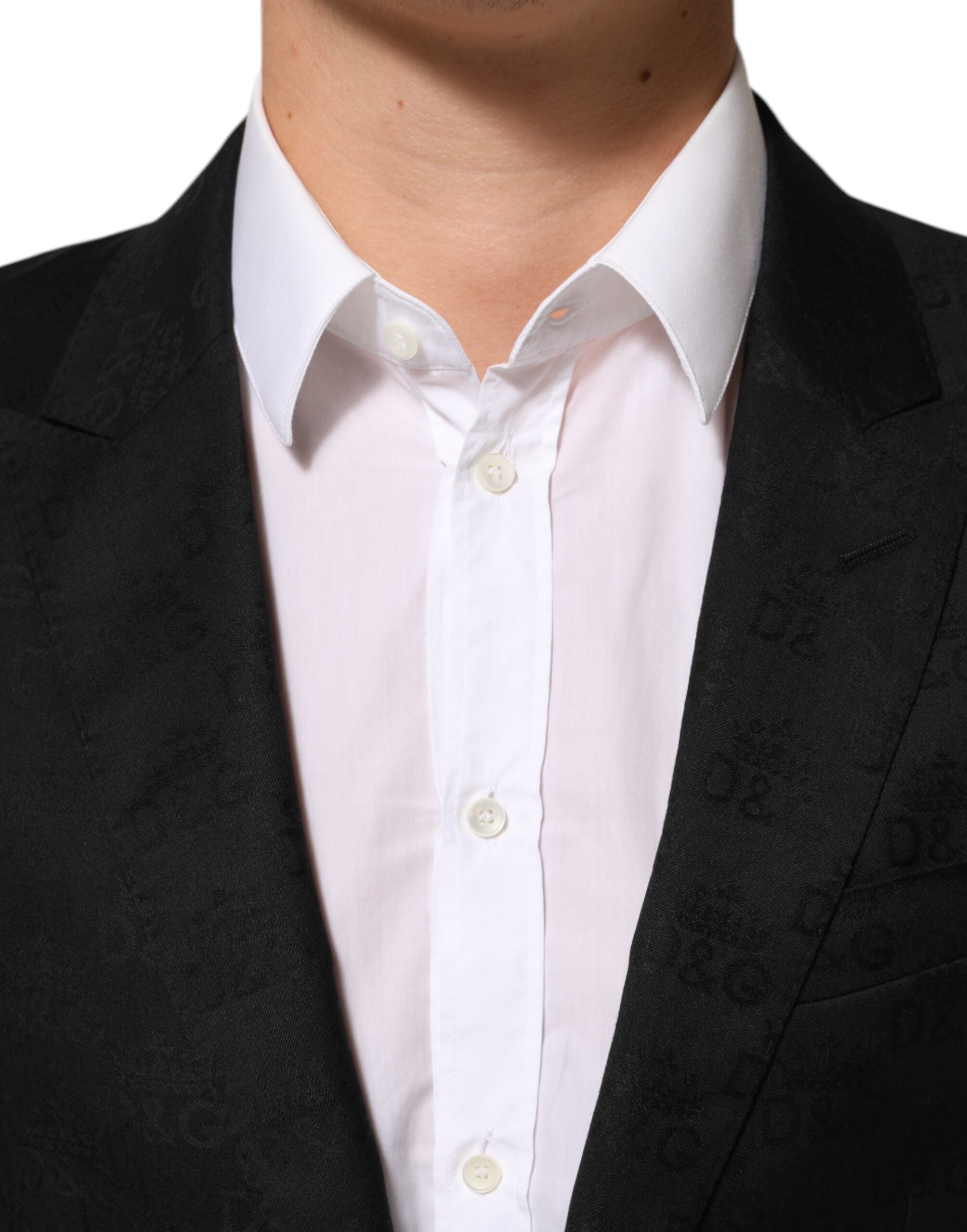 Veste blazer noire Dolce & Gabbana Martini à deux boutons, élégante et sophistiquée, vue de face.