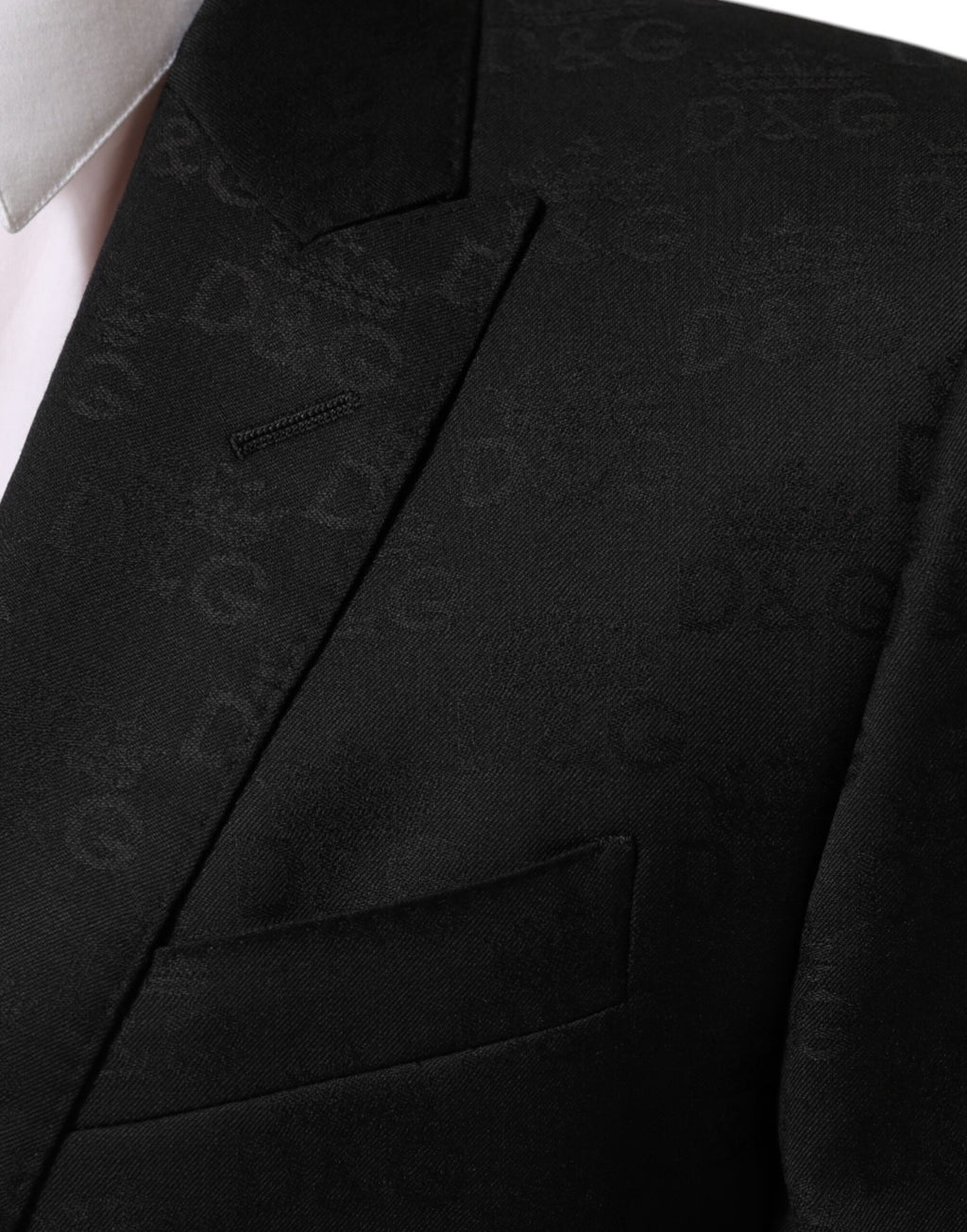 Veste blazer noire Dolce & Gabbana Martini avec deux boutons, élégante et sophistiquée, vue de face.
