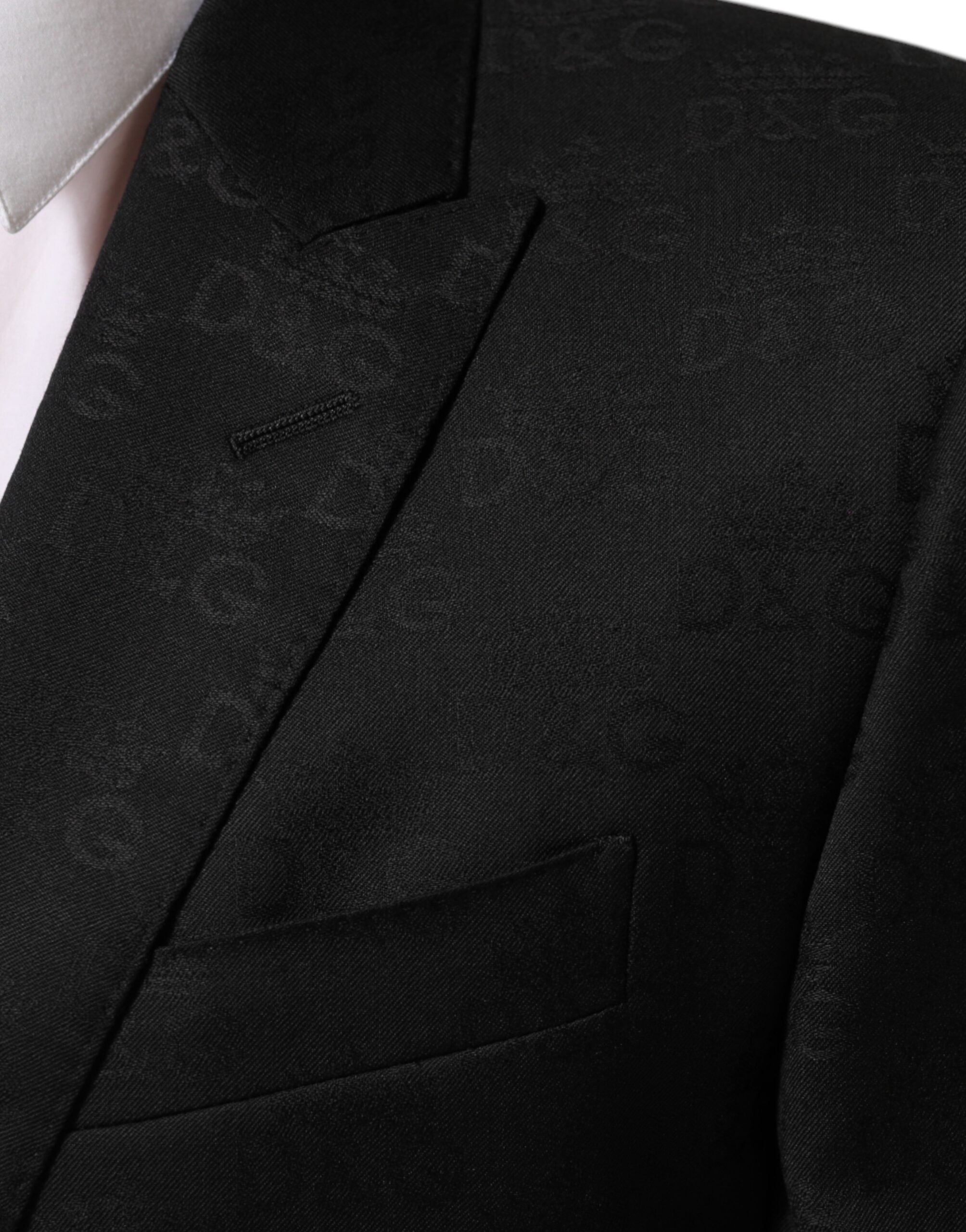 Veste blazer noire Dolce & Gabbana Martini avec deux boutons, élégante et sophistiquée, vue de face.