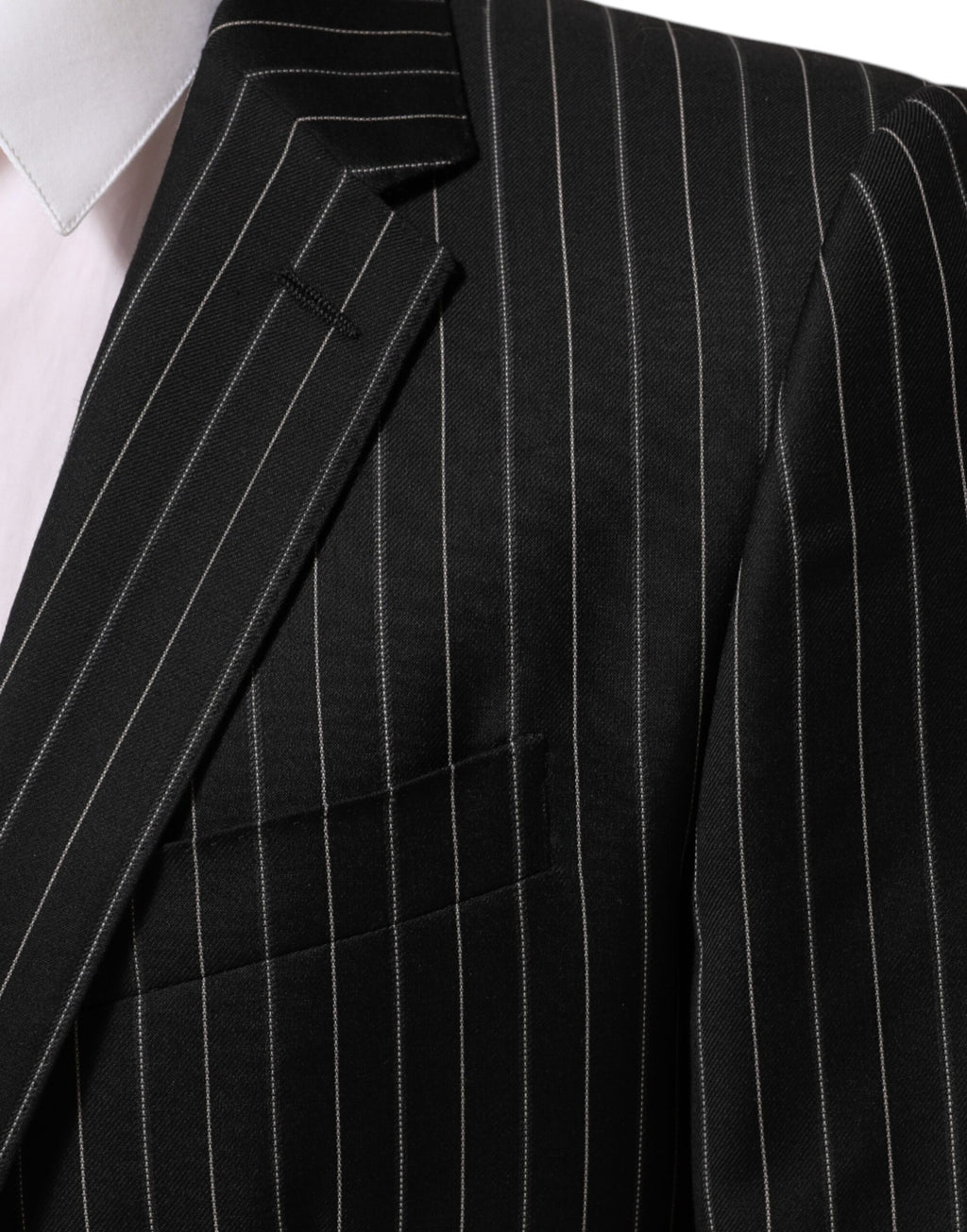 Blazer noir à rayures Dolce & Gabbana Martini avec un bouton, élégant et couture pour femme.