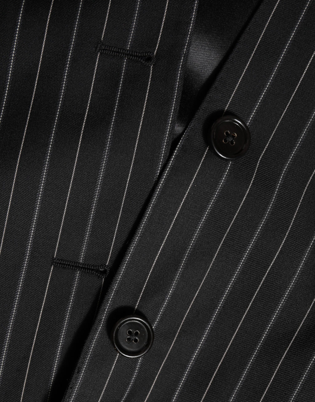 Blazer noir à rayures Dolce & Gabbana MARTINI 1 bouton, costume élégant pour homme, détails sophistiqués.
