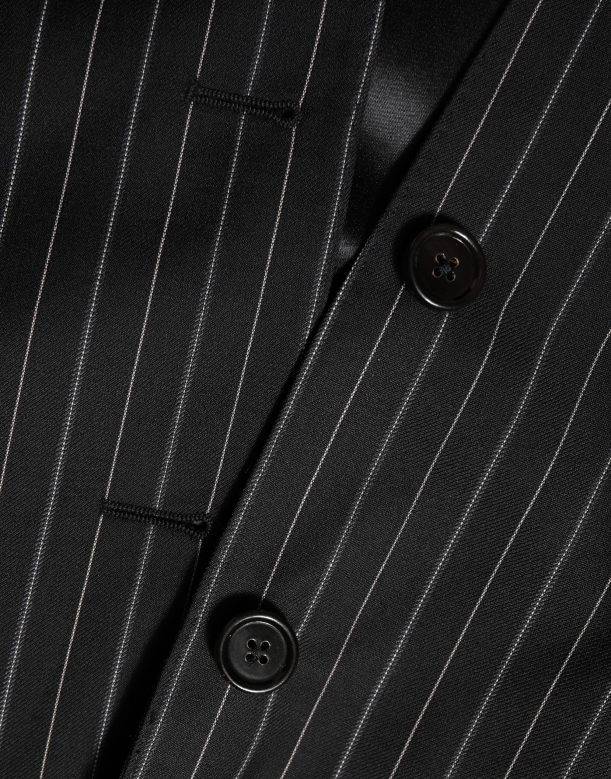 Blazer noir à rayures Dolce & Gabbana MARTINI 1 bouton, costume élégant pour homme, détails sophistiqués.