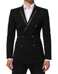 Blazer noir Dolce & Gabbana Sicilia à double boutonnage, veste élégante en tissu chic, vue de face.