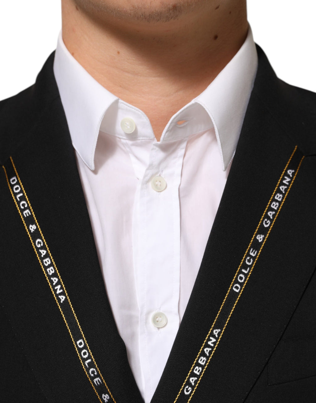 Veste blazer noire Dolce & Gabbana SICILIA à double boutonnage, élégante et sophistiquée, vue en gros plan sur le produit.