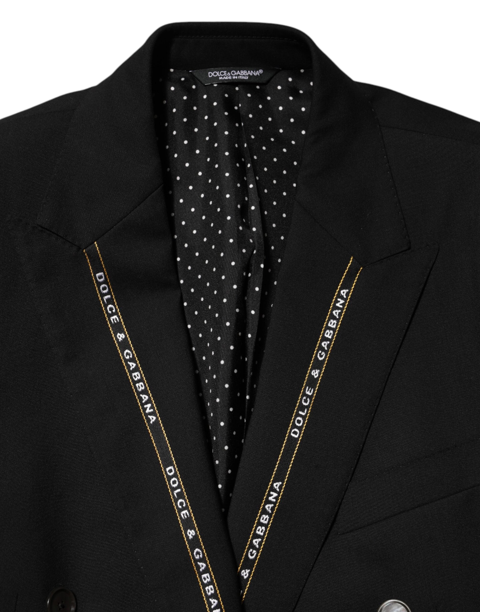 Veste blazer noire Dolce & Gabbana Sicilia à double boutonnage, élégante et structurée, vue de face.